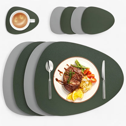 Waterproof Reversible Oval Pattern Table Placemats Non Slip Heat Resistant Dining Table Mats