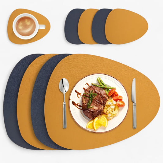 Waterproof Reversible Oval Pattern Table Placemats Non Slip Heat Resistant Dining Table Mats