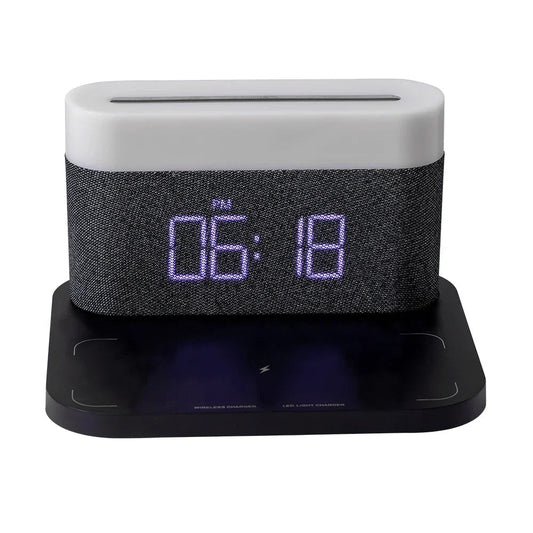 Wireless Charging Alarm Clock LED Display Fast Qi Charging Station Bedside Digital Clock Nightstand Charger