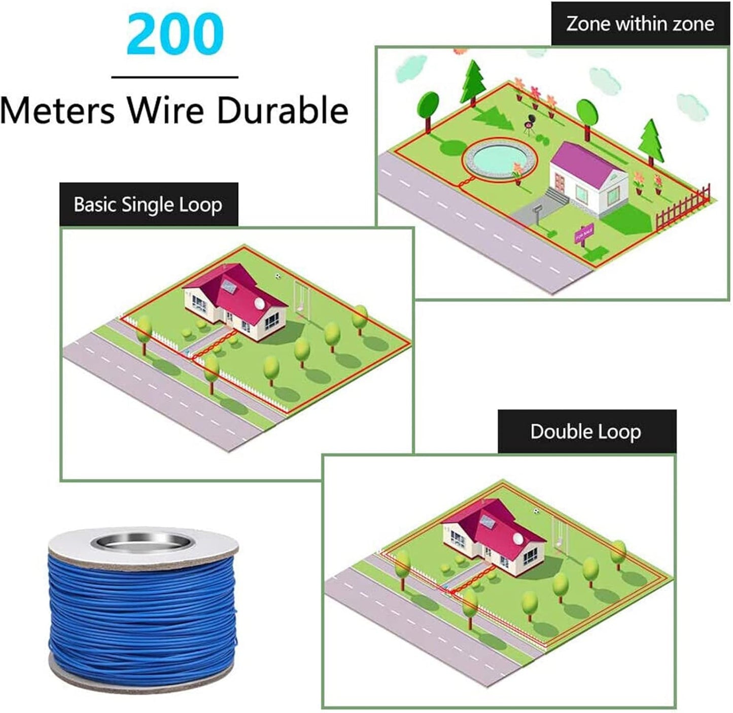 Wireless Dog Fence System Adjustable Range Rechargeable Collar