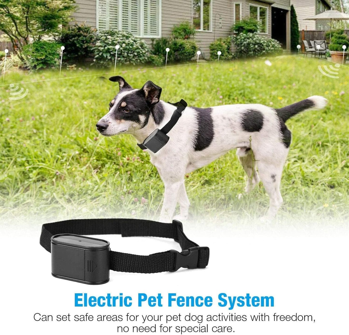 Wireless Dog Fence System Adjustable Range Rechargeable Collar