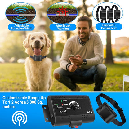 Wireless Dog Fence System Adjustable Range Rechargeable Collar