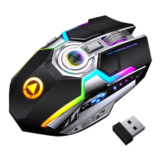 Wireless RGB Gaming Mouse Silent Clicks Rechargeable Battery