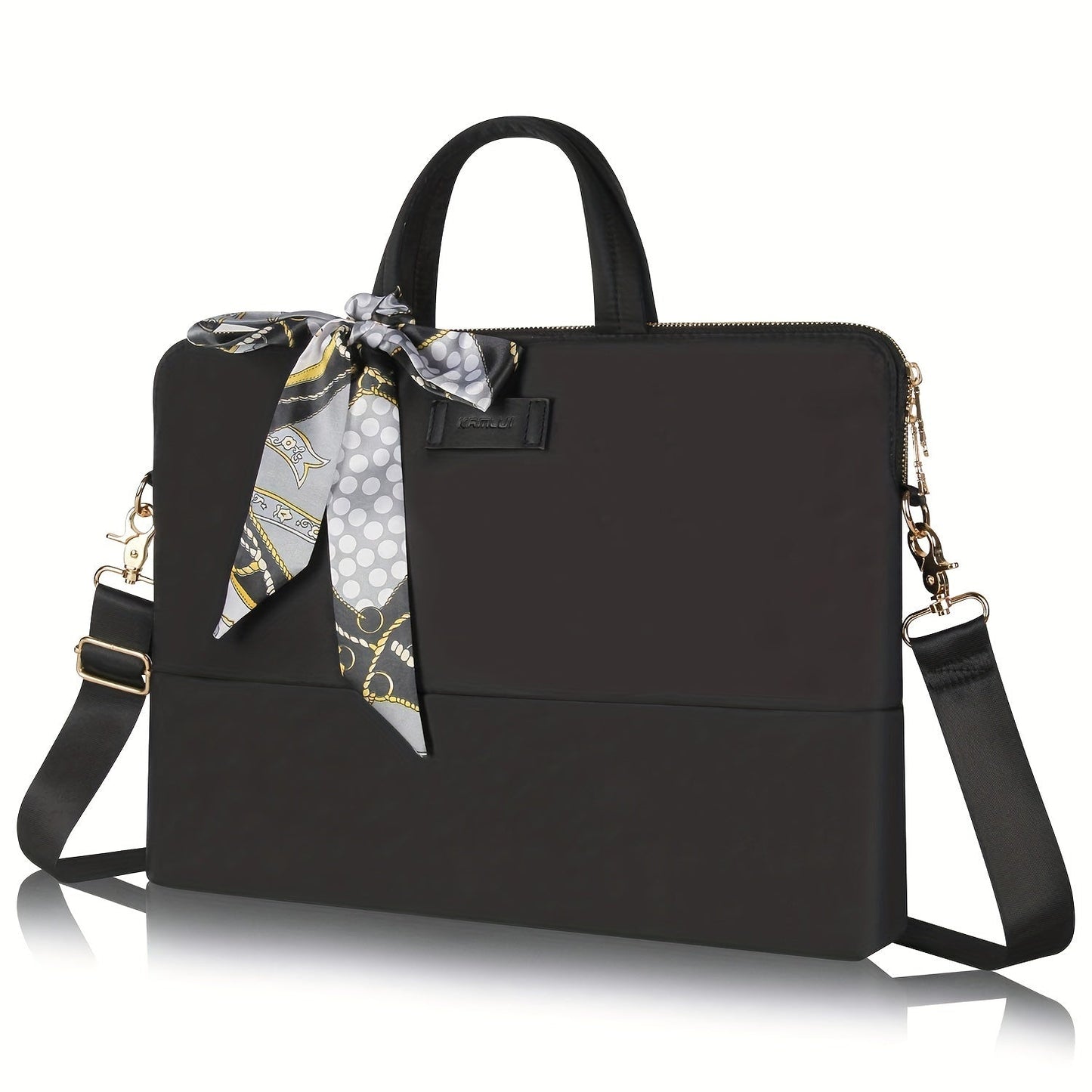 Women Laptop Handbag Stylish Work Tote Bag with Scarf Detail Adjustable Straps and Large Capacity