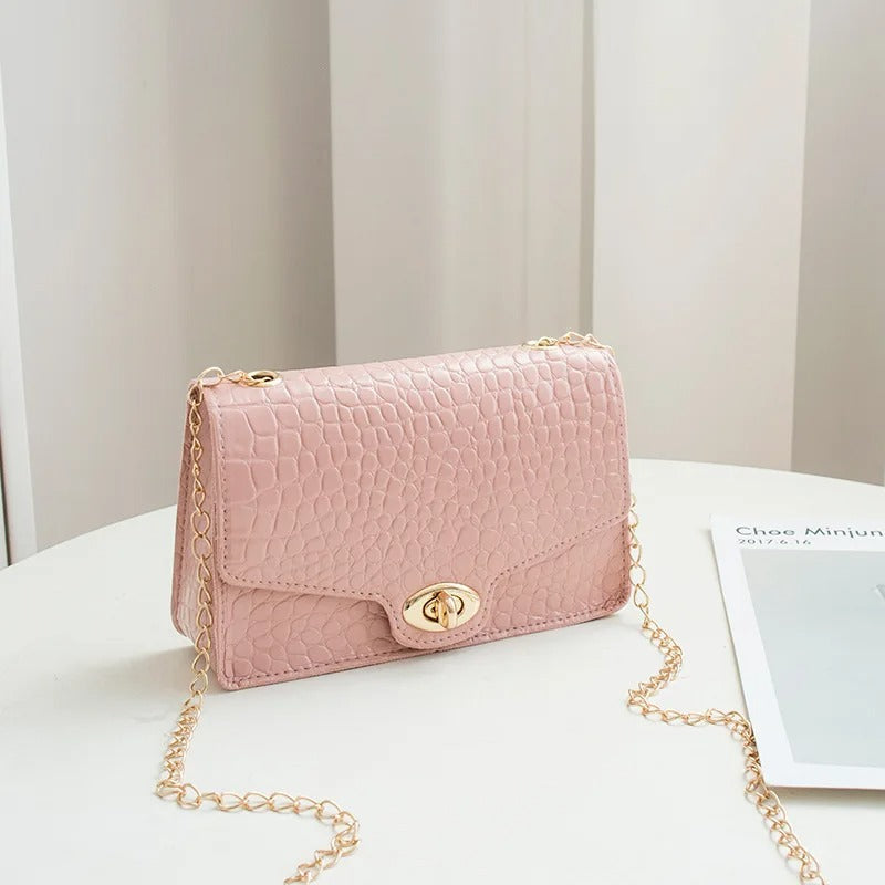 Women Large Capacity Handbag Buckle Detail Adjustable Strap Shoulder Crossbody Bag