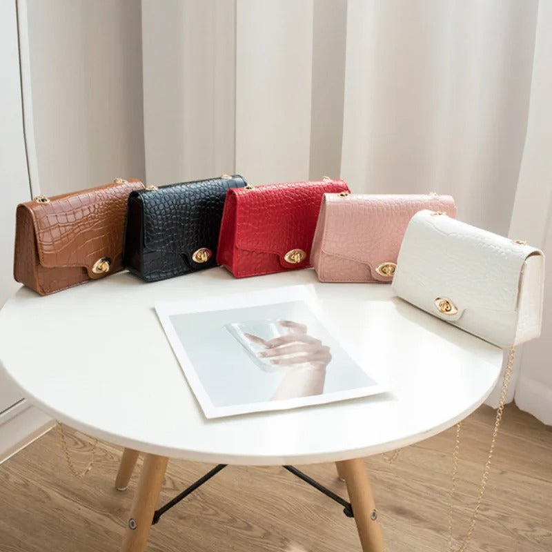 Women Large Capacity Handbag Buckle Detail Adjustable Strap Shoulder Crossbody Bag