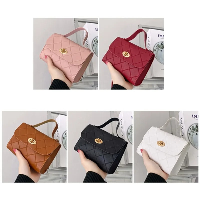 Women Large Capacity Striped Handbag Adjustable Strap Lightweight Shoulder Crossbody Bag