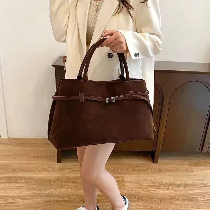 Women's Buckle Design Handbag Large Capacity Lightweight Shoulder Bag