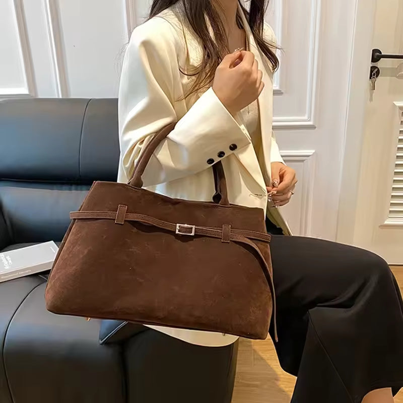 Women's Buckle Design Handbag Large Capacity Lightweight Shoulder Bag