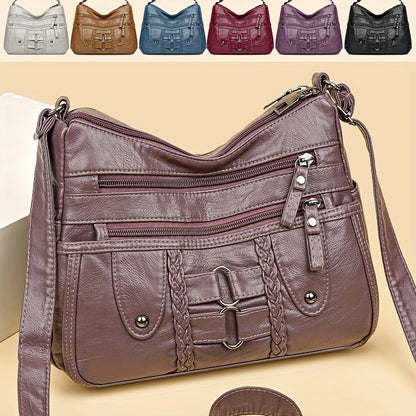 Women’s Crossbody Shoulder Bag Large Capacity Handbag with Multiple Zipper Pockets