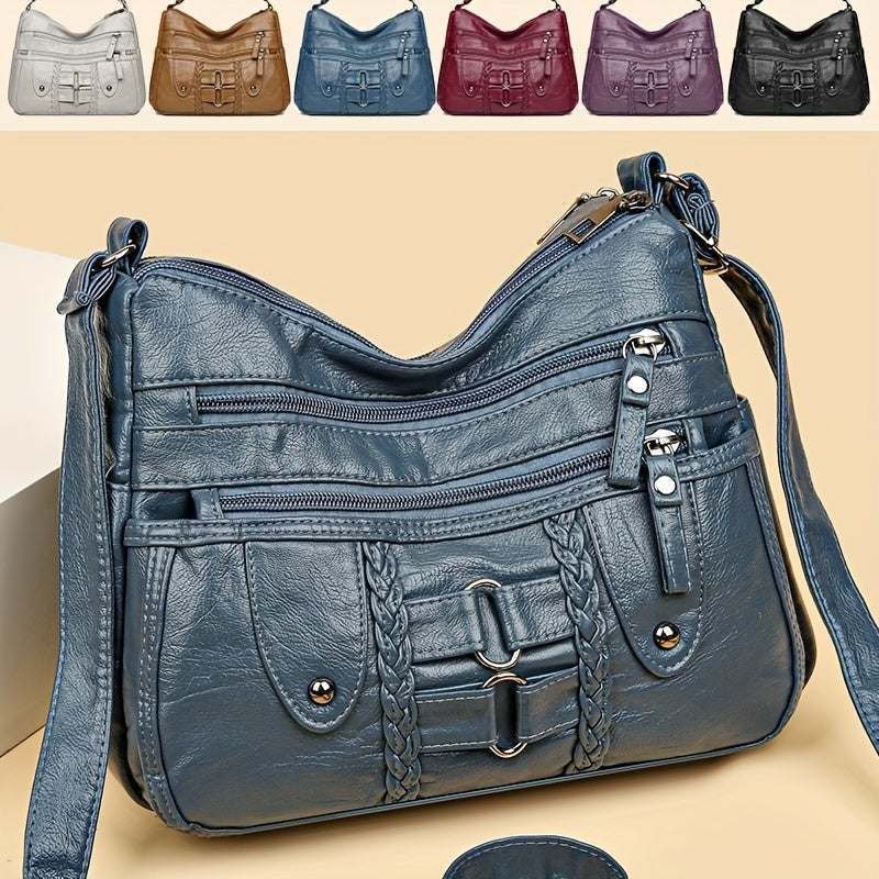 Women’s Crossbody Shoulder Bag Large Capacity Handbag with Multiple Zipper Pockets