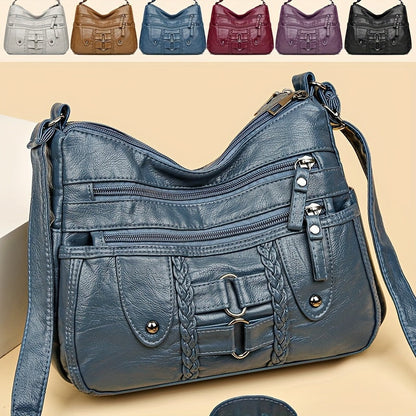Women’s Crossbody Shoulder Bag Large Capacity Handbag with Multiple Zipper Pockets