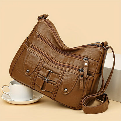Women’s Crossbody Shoulder Bag Large Capacity Handbag with Multiple Zipper Pockets