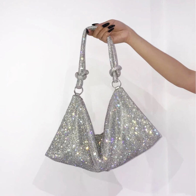 Women's Glitter Crossbody Bag Compact Shoulder Handbag Soft Strap