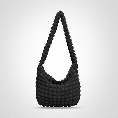 Women’s Lightweight Shoulder Bag Pleated Bubble Design Large Capacity Crossbody Handbag