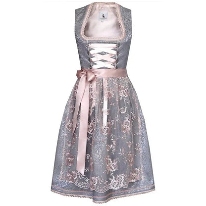 Womens Short Sleeve Dirndl Dress Oktoberfest Costume