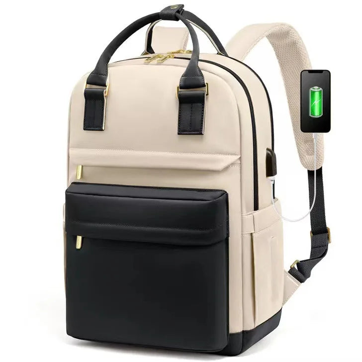 Women’s Waterproof Laptop Backpack 17 Inch with USB Charging Port – Elegant Backpack for School, Work and Travel