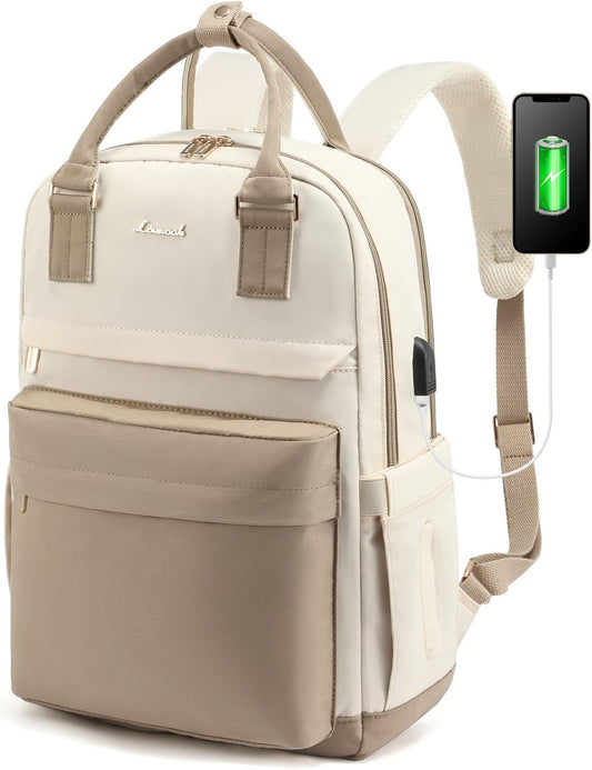 Women’s Waterproof Laptop Backpack 17 Inch with USB Charging Port – Elegant Backpack for School, Work and Travel