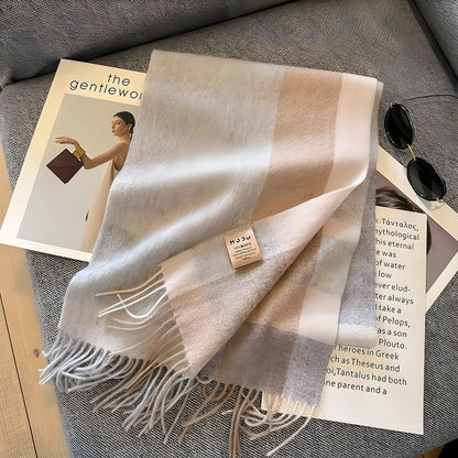 Women's Winter Plaid Scarf Soft Cashmere Feel Warm Elegant