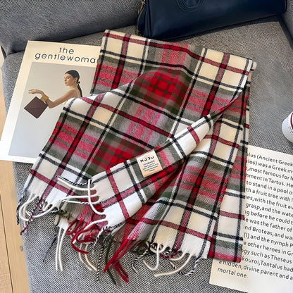 Women's Winter Plaid Scarf Soft Cashmere Feel Warm Elegant