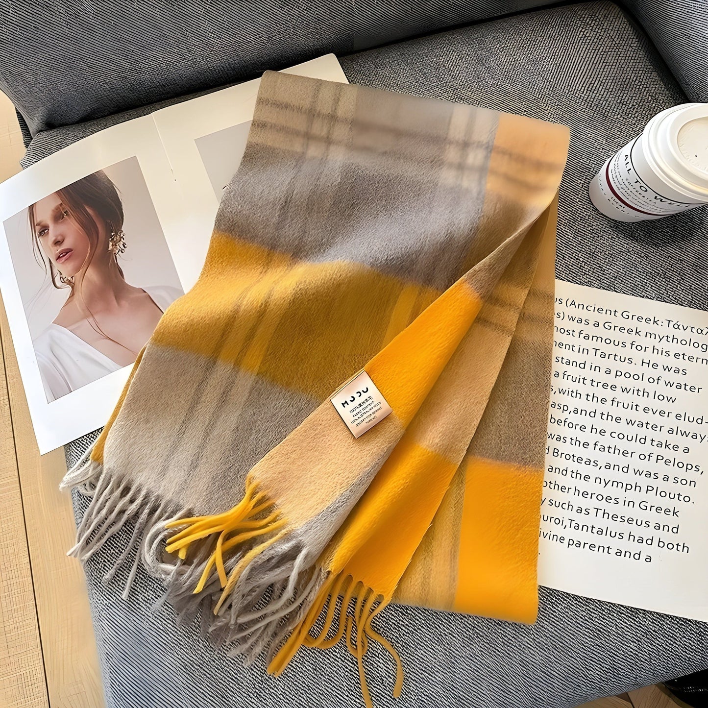Women's Winter Plaid Scarf Soft Cashmere Feel Warm Elegant
