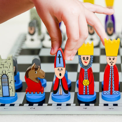 Wooden Chess Set for Kids Educational Strategy Board Game with Interactive Pieces