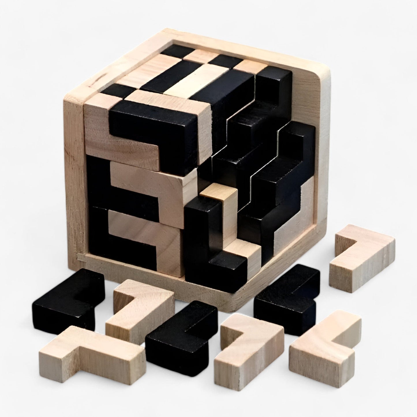 Wooden IQ Puzzle Cube Brain Teaser Logic Game Educational Toy