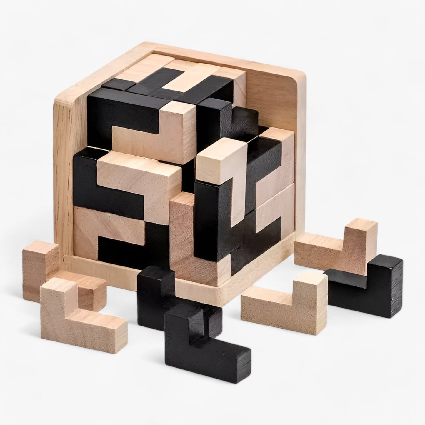 Wooden IQ Puzzle Cube Brain Teaser Logic Game Educational Toy