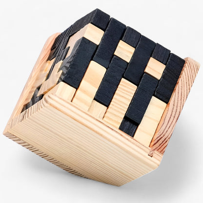 Wooden IQ Puzzle Cube Brain Teaser Logic Game Educational Toy