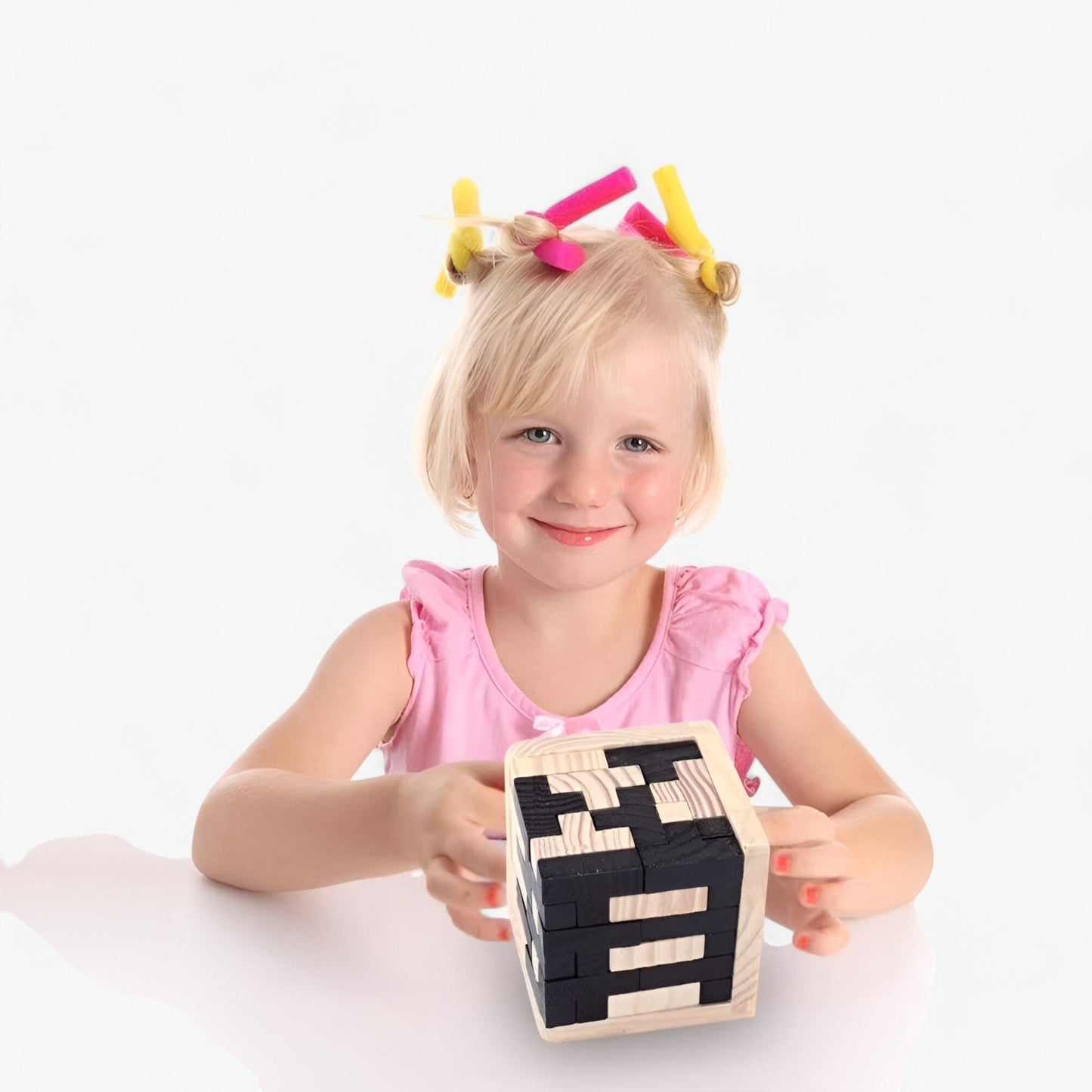 Wooden IQ Puzzle Cube Brain Teaser Logic Game Educational Toy