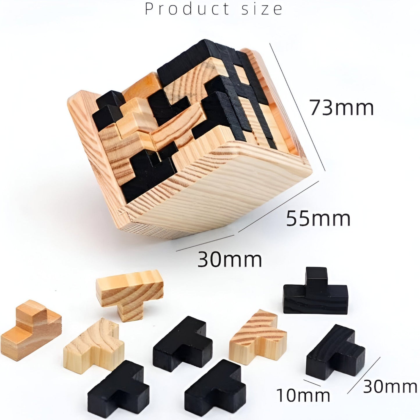 Wooden IQ Puzzle Cube Brain Teaser Logic Game Educational Toy