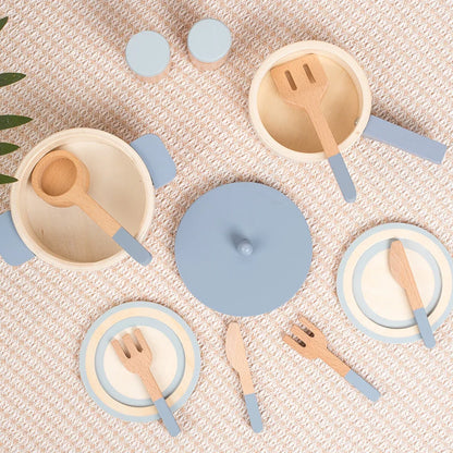Wooden Kids Kitchen Toy Set Montessori Cooking Accessories for Children