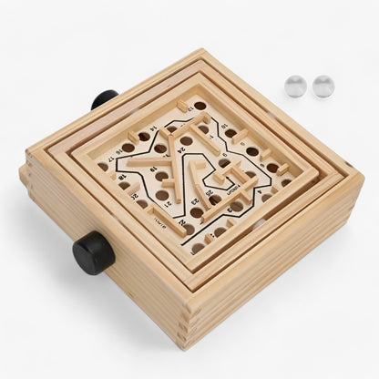 Wooden Maze Puzzle Game Brain Teaser Toy Skill Development