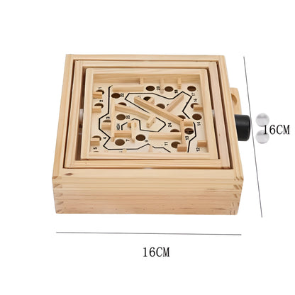 Wooden Maze Puzzle Game Brain Teaser Toy Skill Development