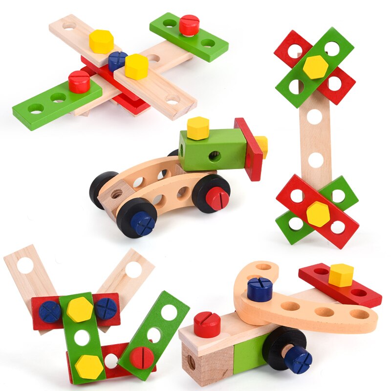 Wooden Montessori Tool Set Kids Wooden Tool Box Educational Pretend Play Construction Toy