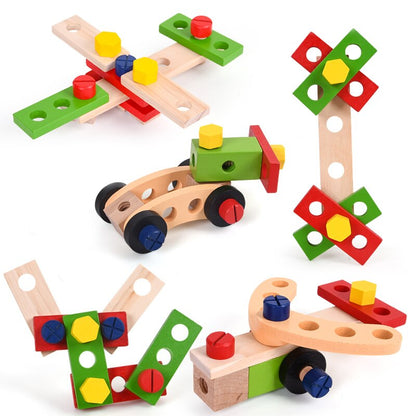 Wooden Montessori Tool Set Kids Wooden Tool Box Educational Pretend Play Construction Toy