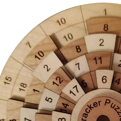 Wooden Ring Puzzle Brain Teaser with Laser Engraved Numbers Precision Logic Puzzle Game