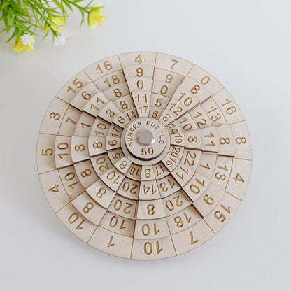 Wooden Ring Puzzle Brain Teaser with Laser Engraved Numbers Precision Logic Puzzle Game