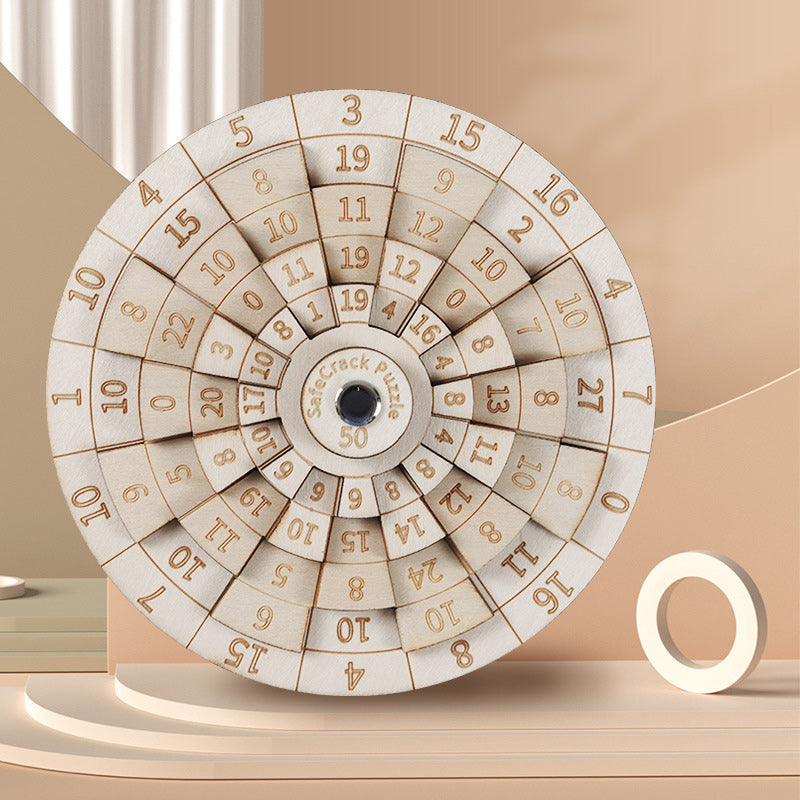 Wooden Ring Puzzle Brain Teaser with Laser Engraved Numbers Precision Logic Puzzle Game