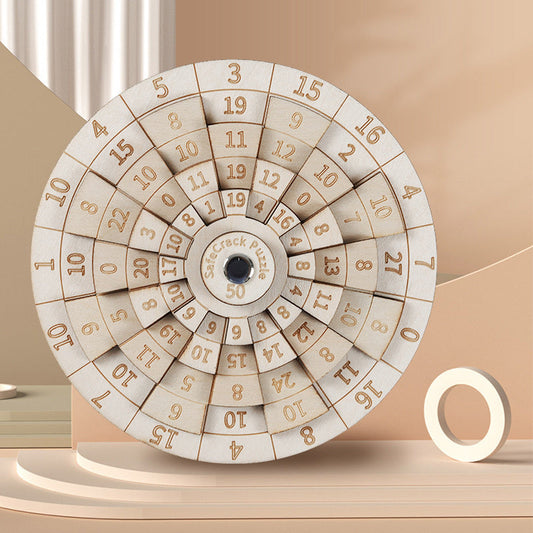 Wooden Ring Puzzle Brain Teaser with Laser Engraved Numbers Precision Logic Puzzle Game