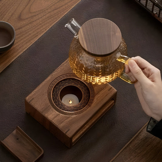 Wooden Teapot Warmer Tealight Tea Pot Heating Stand