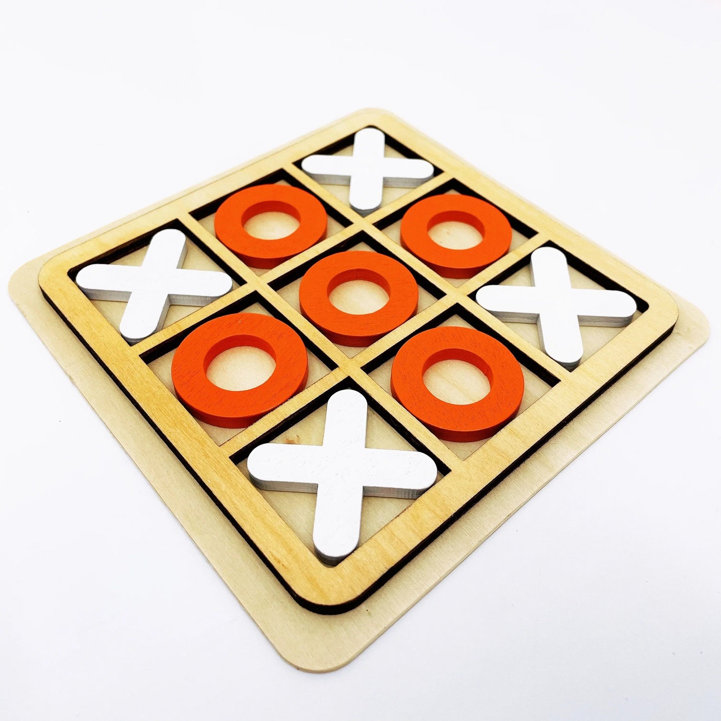 Wooden Tic Tac Toe Game Board Family Strategy Game for Kids and Adults