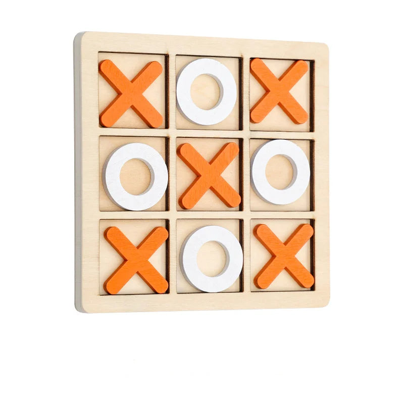 Wooden Tic Tac Toe Game Board Family Strategy Game for Kids and Adults