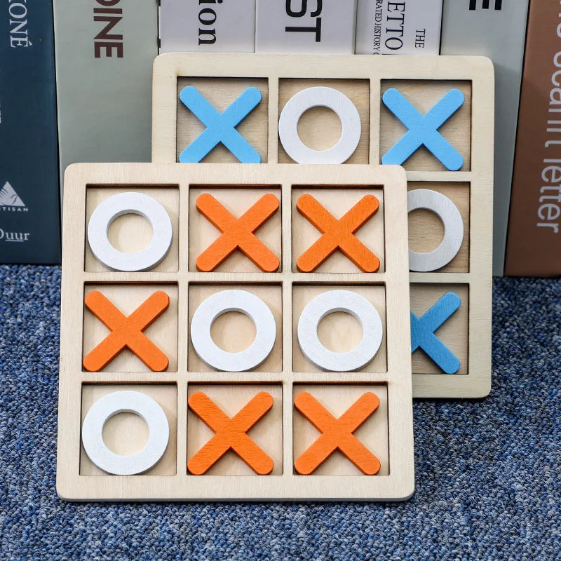 Wooden Tic Tac Toe Game Board Family Strategy Game for Kids and Adults