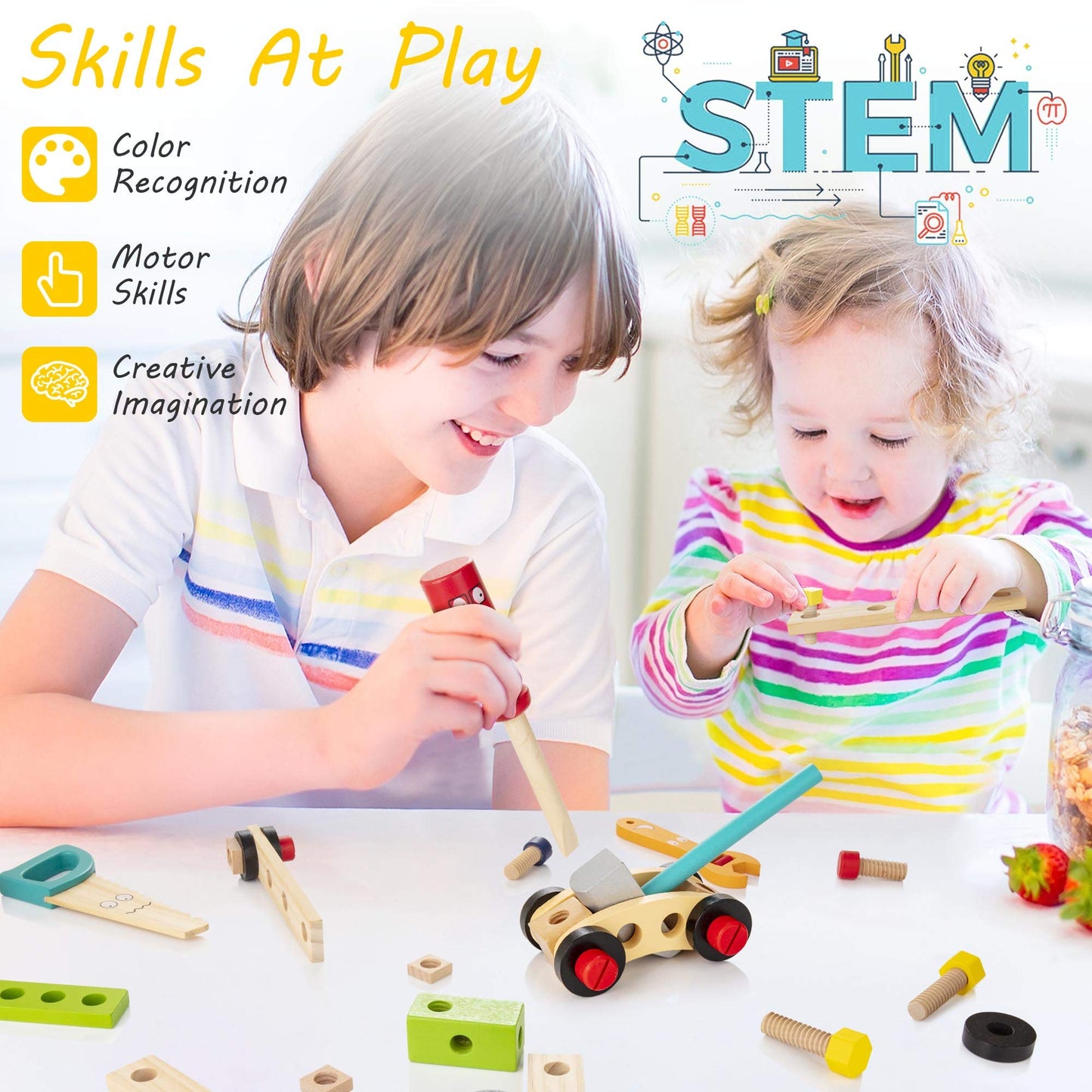 Wooden Tool Box for Kids Creative and Educational Building Set