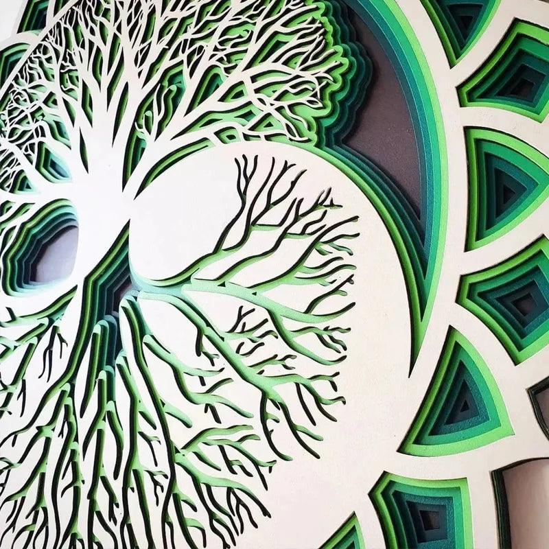 Wooden Tree of Life Mandala Wall Art Spiritual Wooden Home Decor