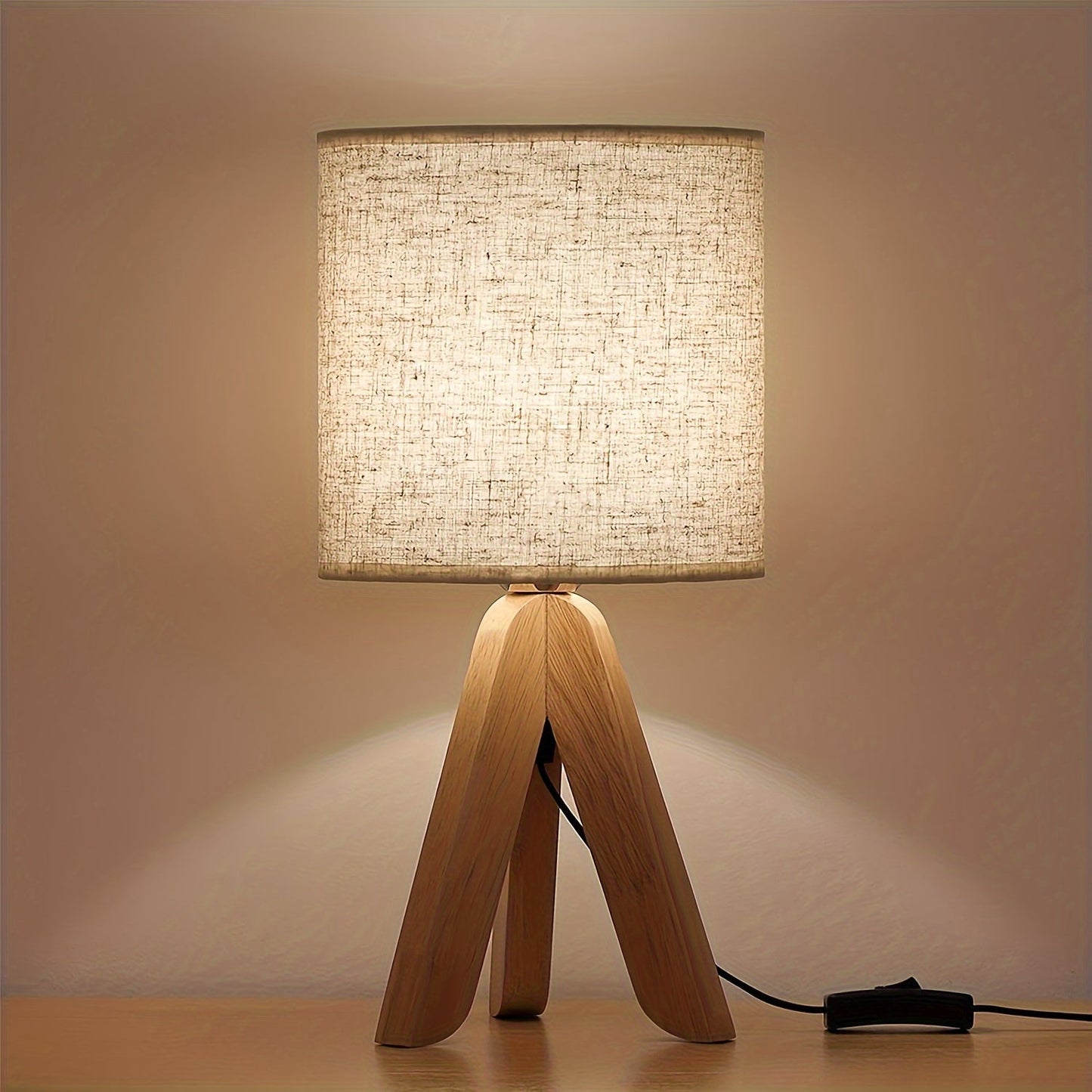 Wooden Tripod Table Lamp Modern Home Lighting Bedside Living Room Decor