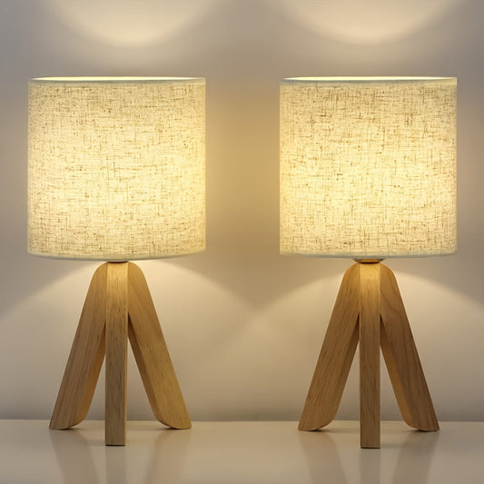 Wooden Tripod Table Lamp Modern Home Lighting Bedside Living Room Decor