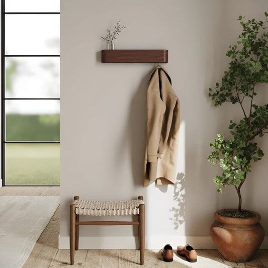 Wooden Wall Coat Rack Modern Entryway Storage Organizer