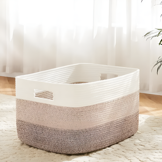 Woven Cotton Storage Basket Large Laundry Toy Organizer